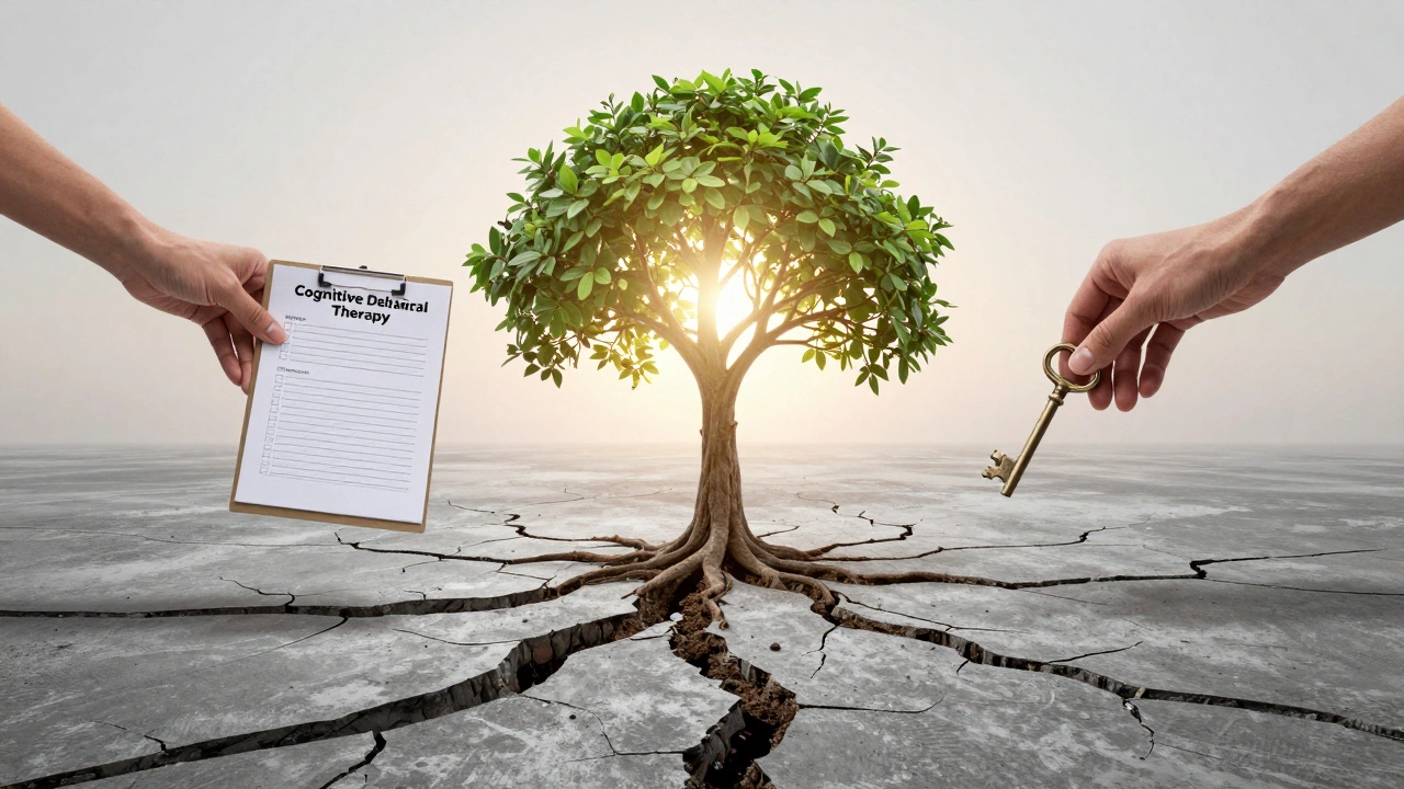 Три руки предлагают разные подходы к психологии, растущие из земли.