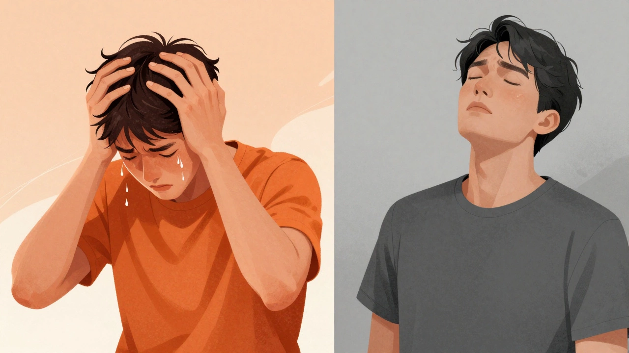 Два человека: один в панике, другой спокоен в стрессовой ситуации